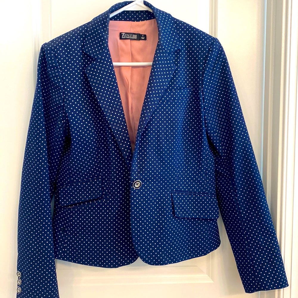 Navy Blue Polka Dot Blazer